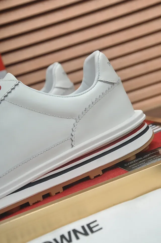 Thom Browne White Brown Leather Upper Gum Rubber Sole Lifestyle Sneakers 2
