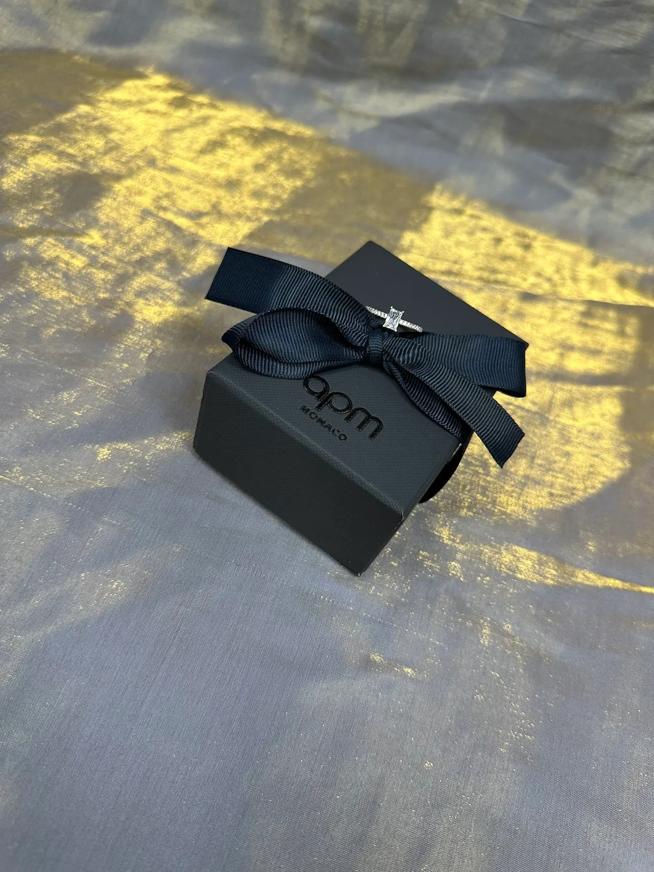 Tiffany & Co. Bague en argent diamants pavé pierre centrale taille émeraude bleu marine 7
