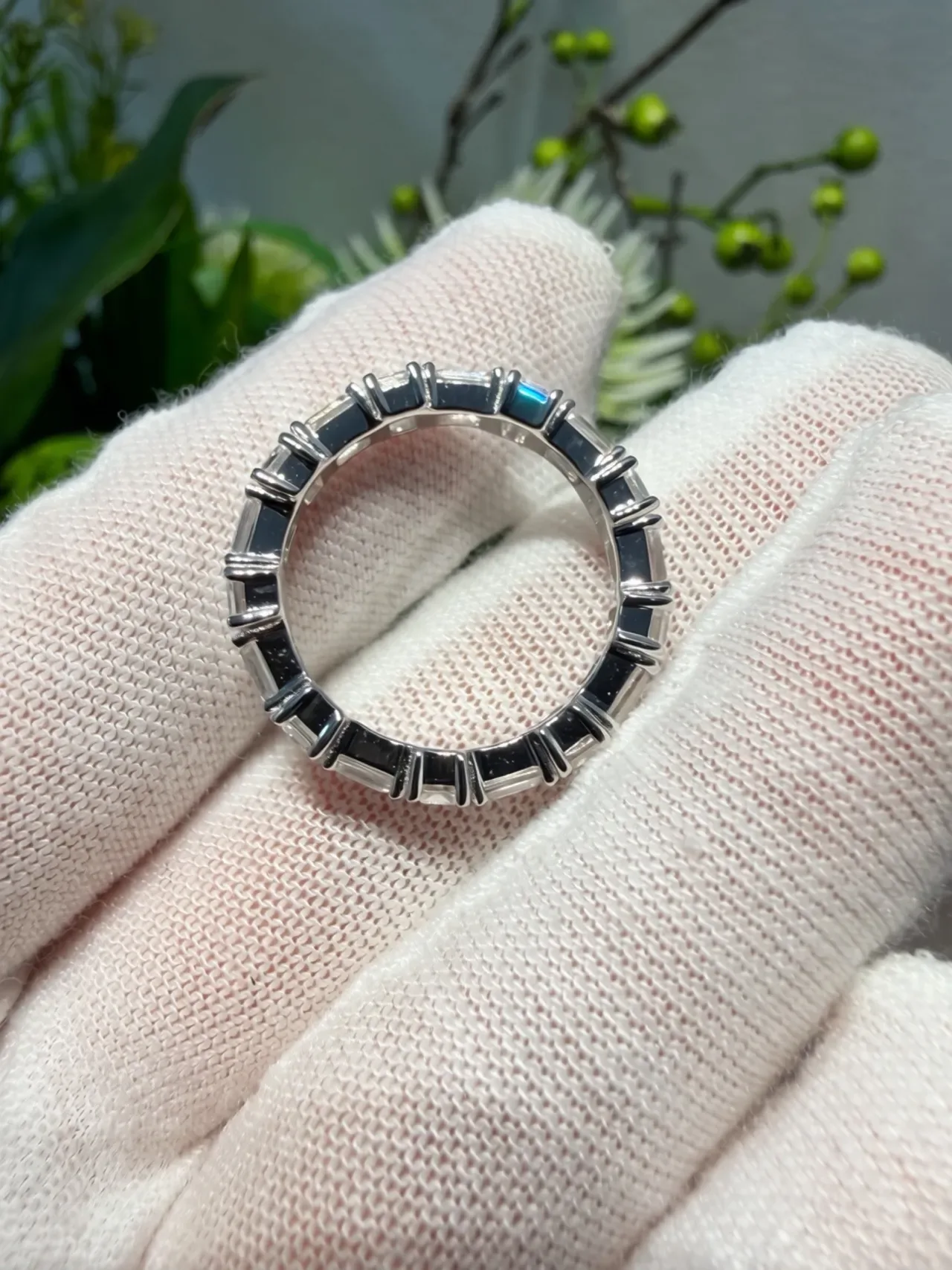 Tiffany & Co. Silver Emerald-Cut Stones Shared-Prong Setting Ring 2
