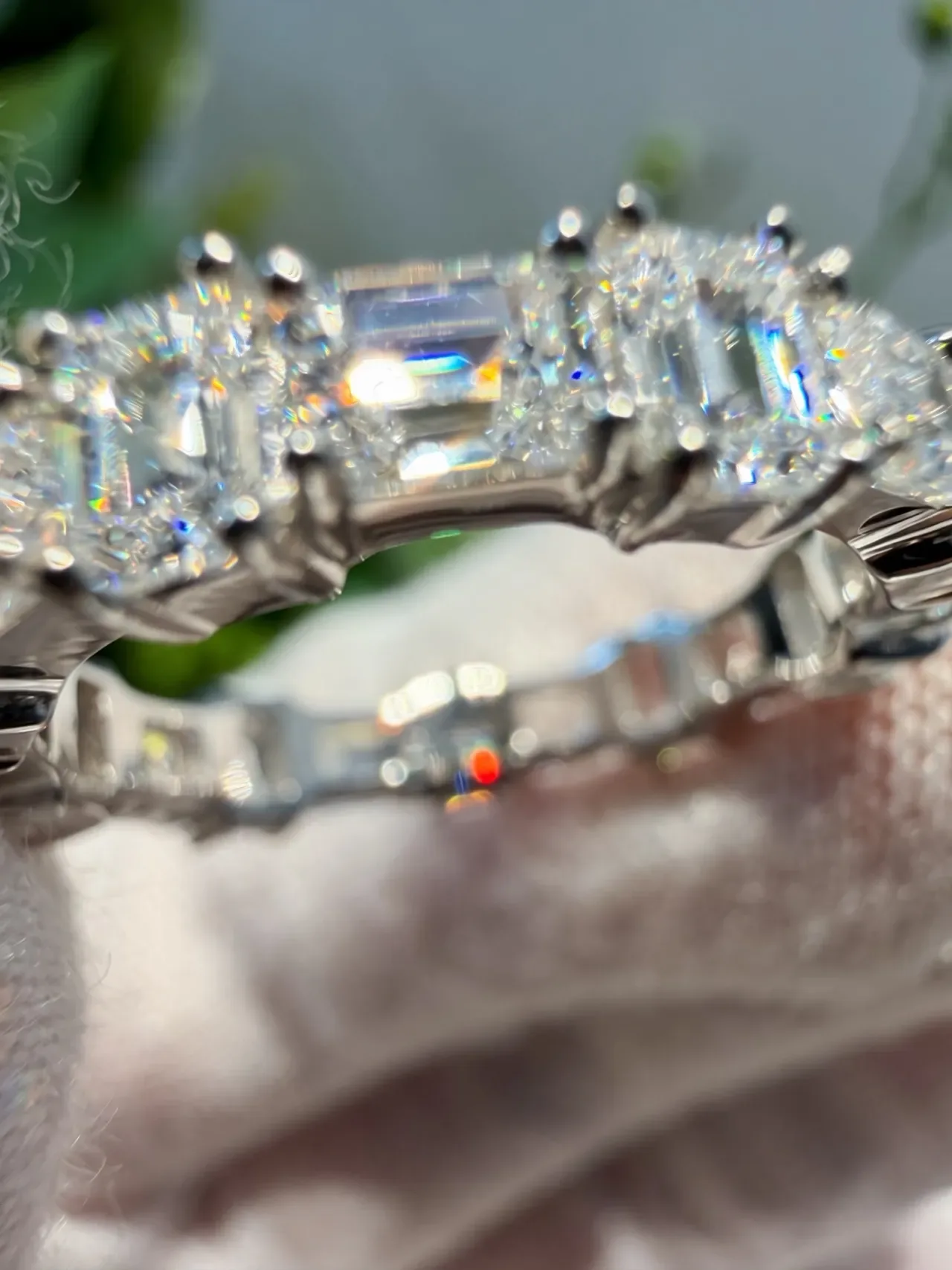 Tiffany & Co. Silver Emerald-Cut Stones Shared-Prong Setting Ring 3