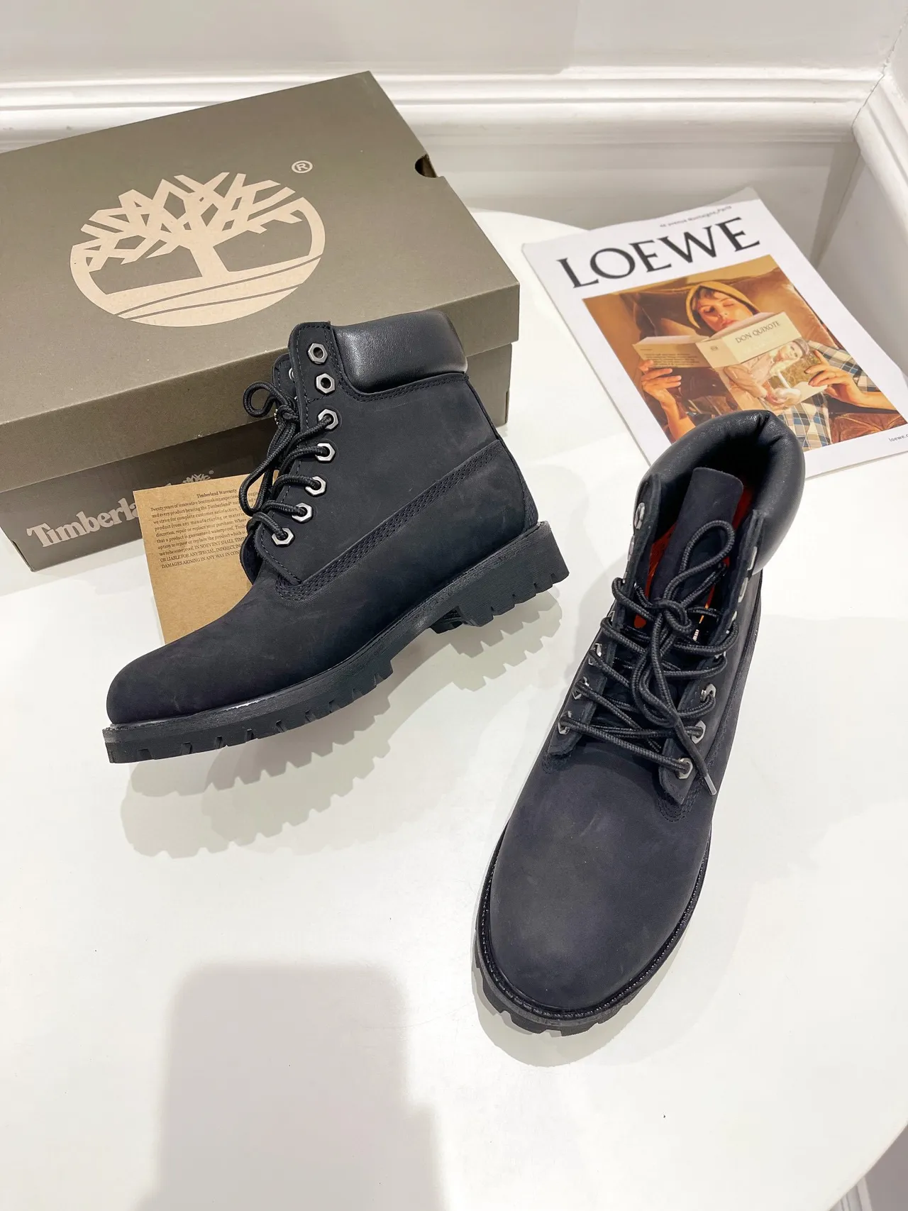 Timberland Premium 6-Inch Black Nubuck Work Boots 6