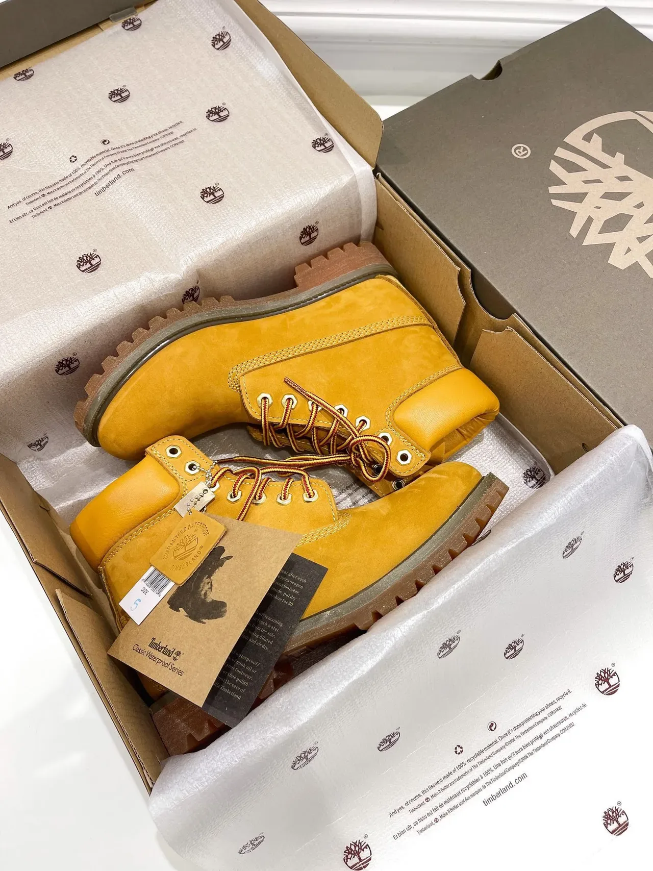 Timberland Premium Botas de Trabajo 6 Pulgadas Nubuck Amarillo Mostaza 4
