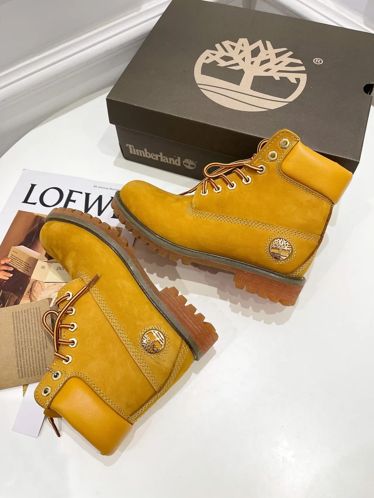 Timberland Premium Botas de Trabajo 6 Pulgadas Nubuck Amarillo Mostaza 6