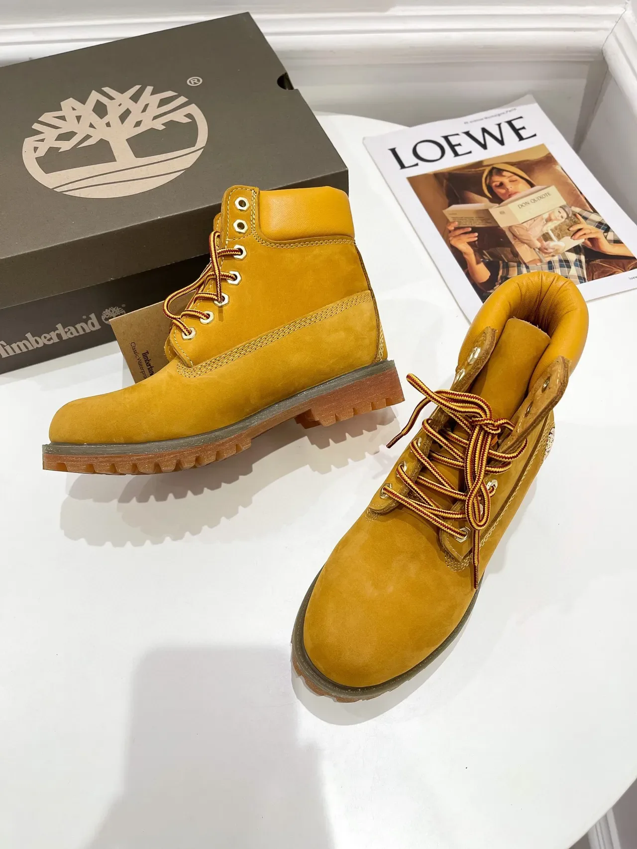 Timberland Premium Botas de Trabajo 6 Pulgadas Nubuck Amarillo Mostaza 7