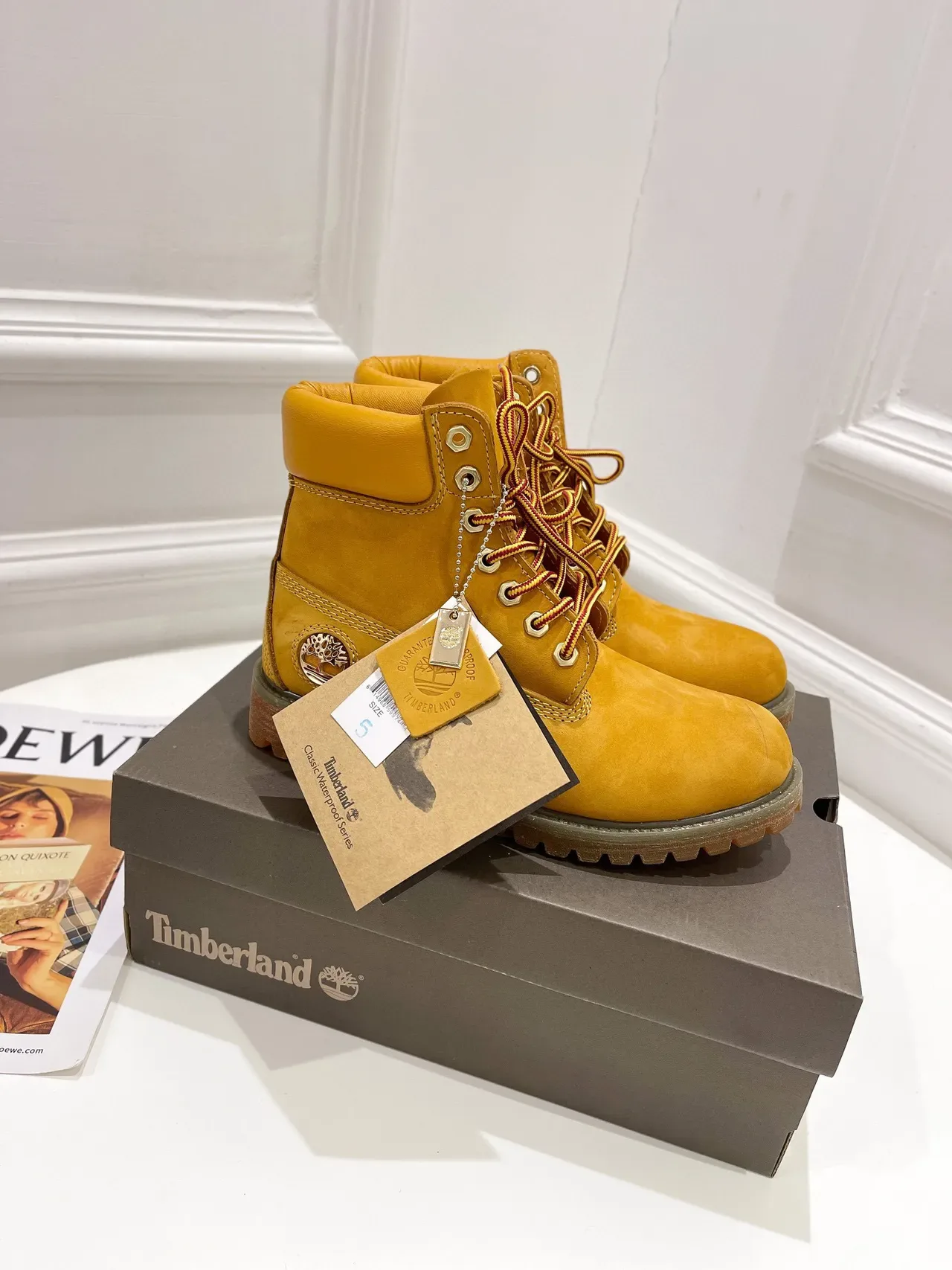 Timberland Premium Botas de Trabajo 6 Pulgadas Nubuck Amarillo Mostaza 8