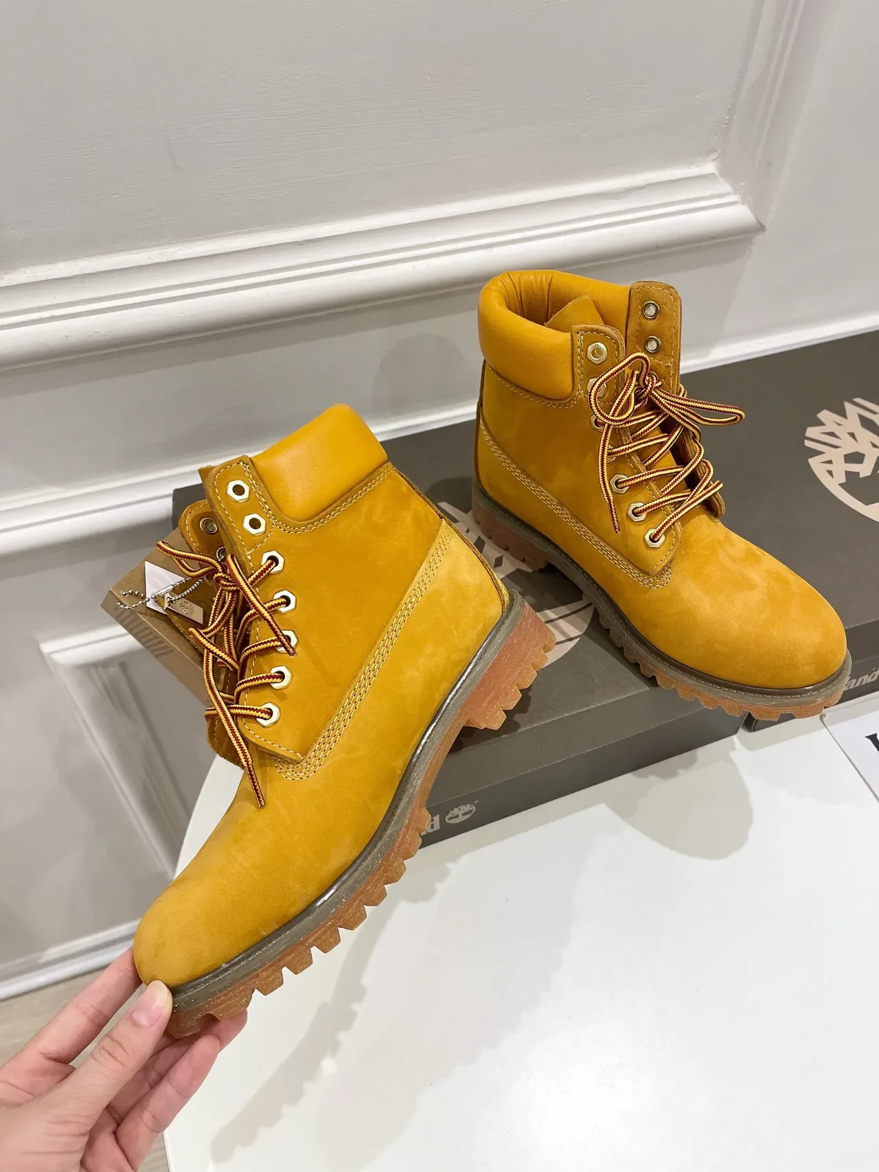 Timberland Premium Botas de Trabajo 6 Pulgadas Nubuck Amarillo Mostaza 9