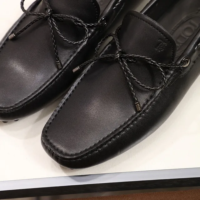 Tod's Cuir Noir Détail Nœud Tressé Mocassin 6