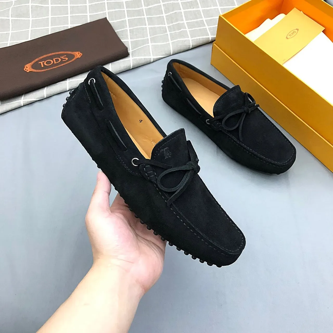 Tod's Bow Loafer Black Beige Suede Upper Detail Loafer 8