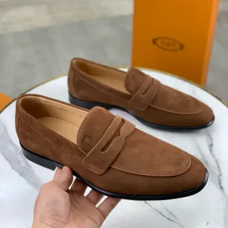 Tod's Brown Black Suede Upper Penny Strap Loafer