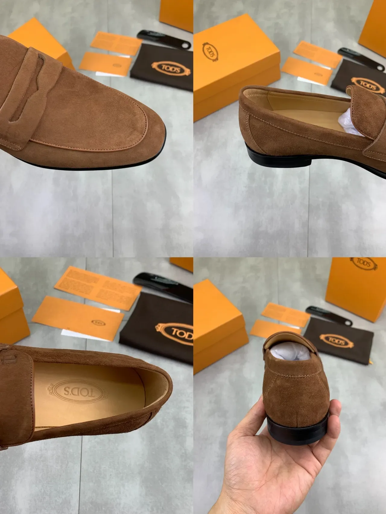 Tod's Brown Black Suede Upper Penny Strap Loafer 2