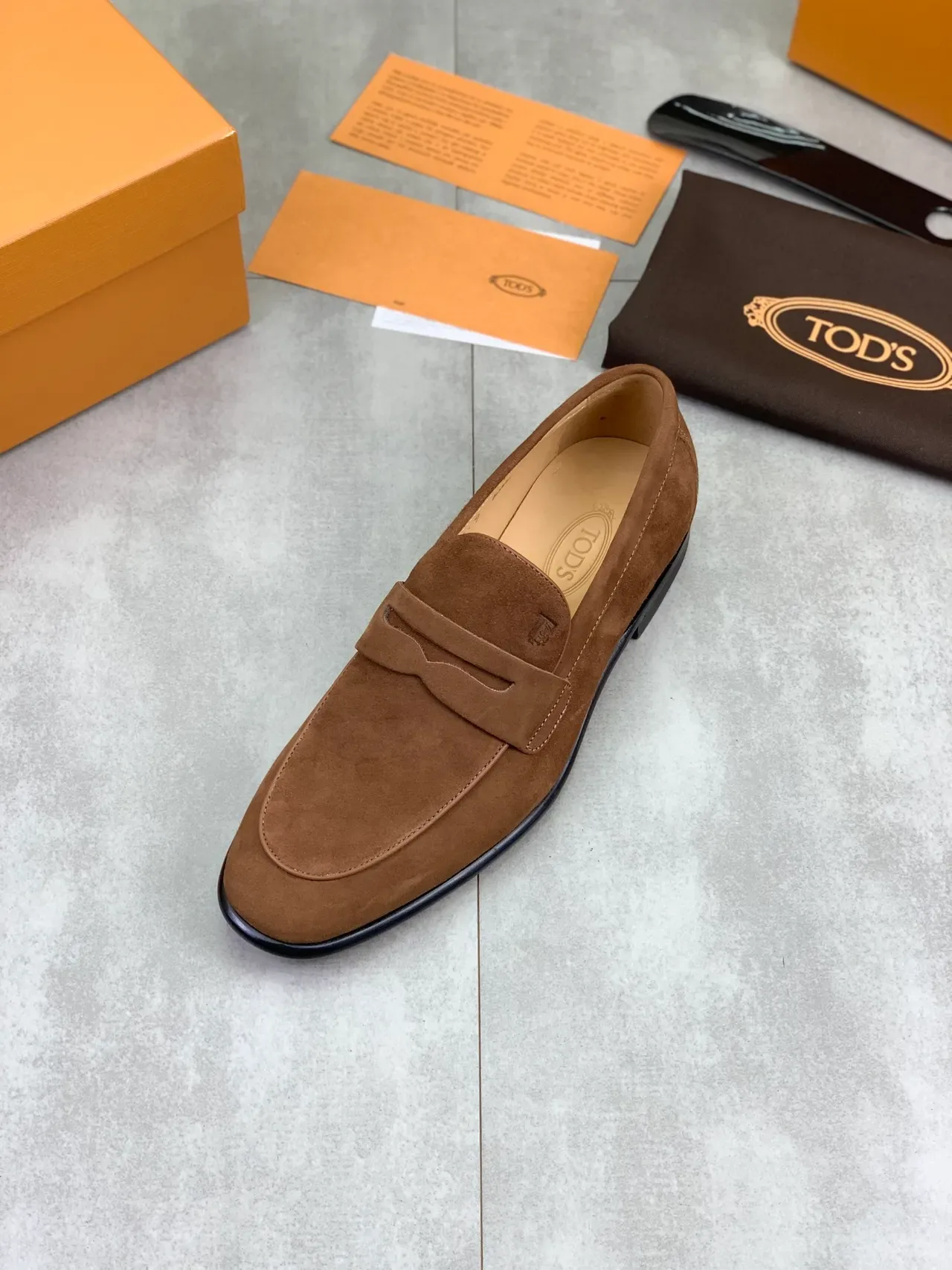 Tod's Brown Black Suede Upper Penny Strap Loafer 4