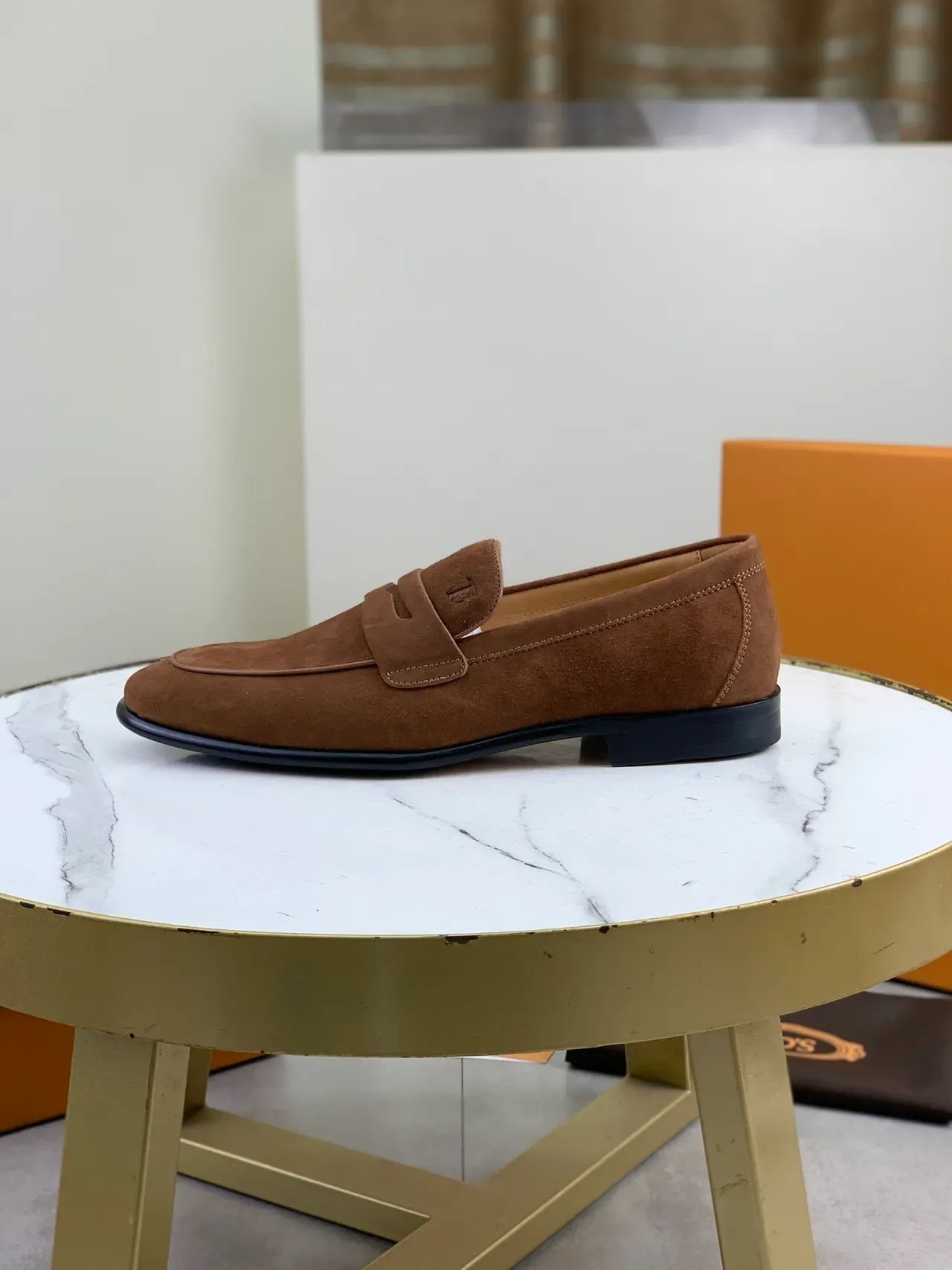 Tod's Brown Black Suede Upper Penny Strap Loafer 6