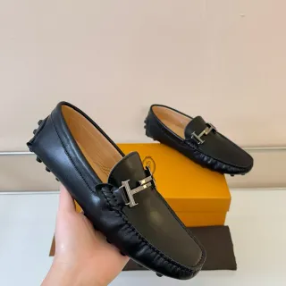 Tod's Gommino Loafer Black Leather H-Buckle Pebble Sole Loafers