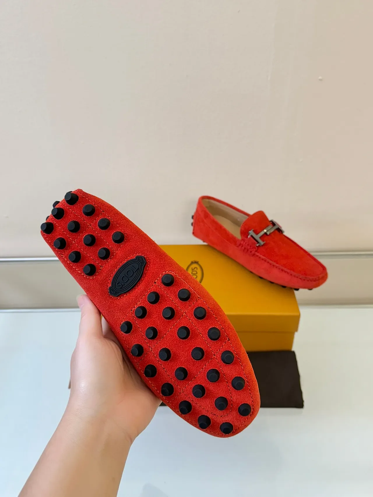 Tod's Gommino Mocassins Daim Rouge H-Bar Mocassins 5