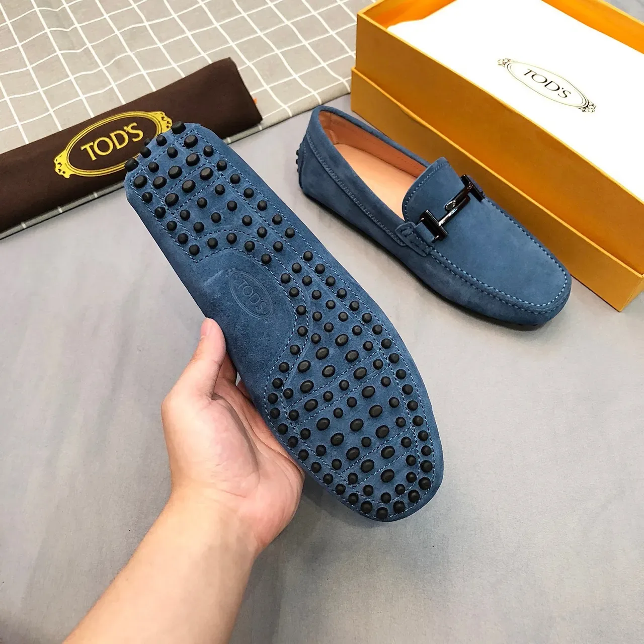 Tod's Horsebit Loafer Blue Suede Men's Loafers 8