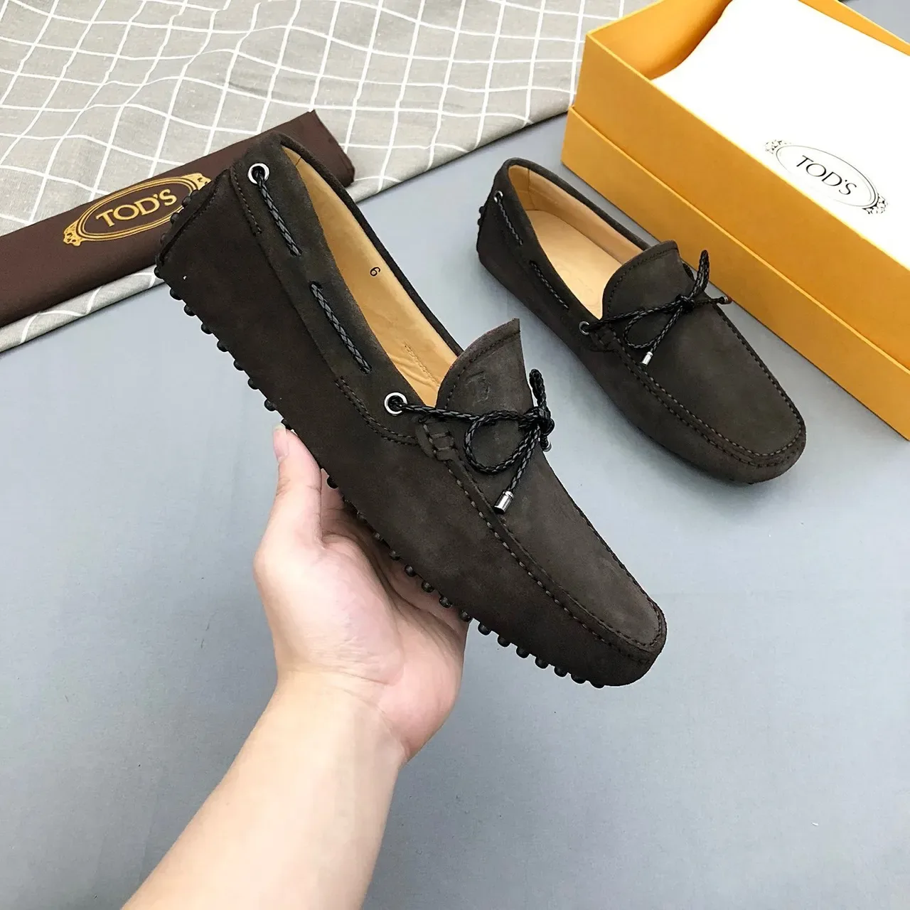 Tod's Knotted Cord Suede Loafers 9