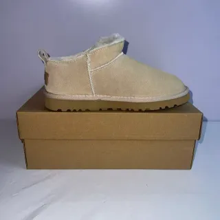 UGG Beige Brown Suede Upper Shearling-Lined Snow Boots