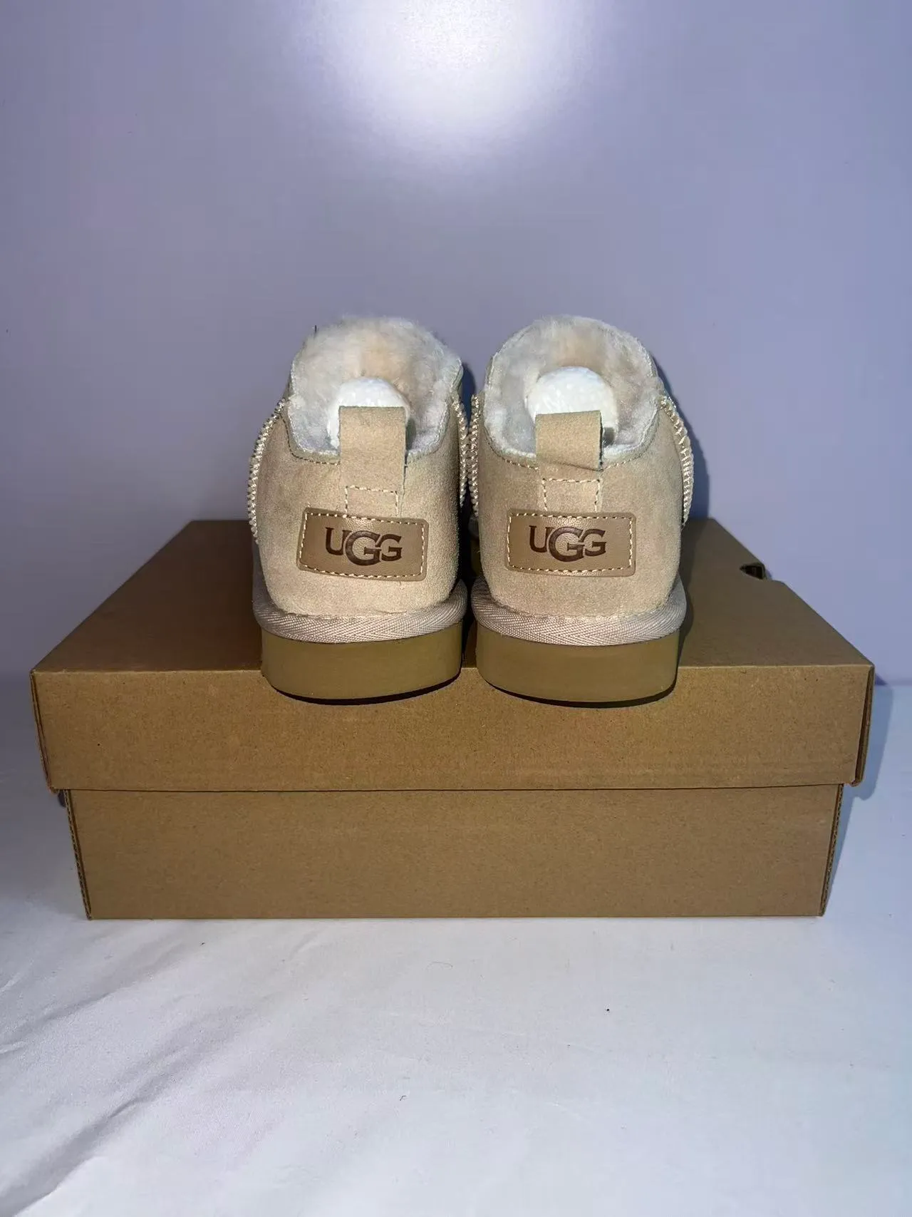 UGG Beige Brown Suede Upper Shearling-Lined Snow Boots 3