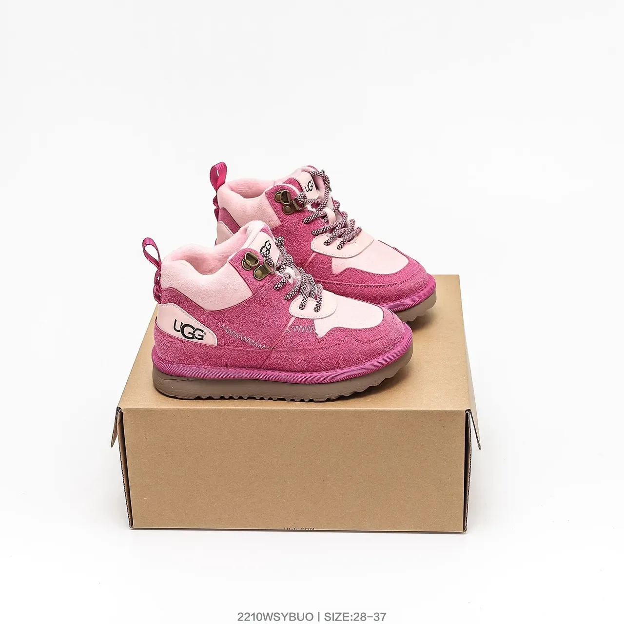 UGG Tênis Lifestyle Bege Vermelho de Cano Alto com Cadarço 5