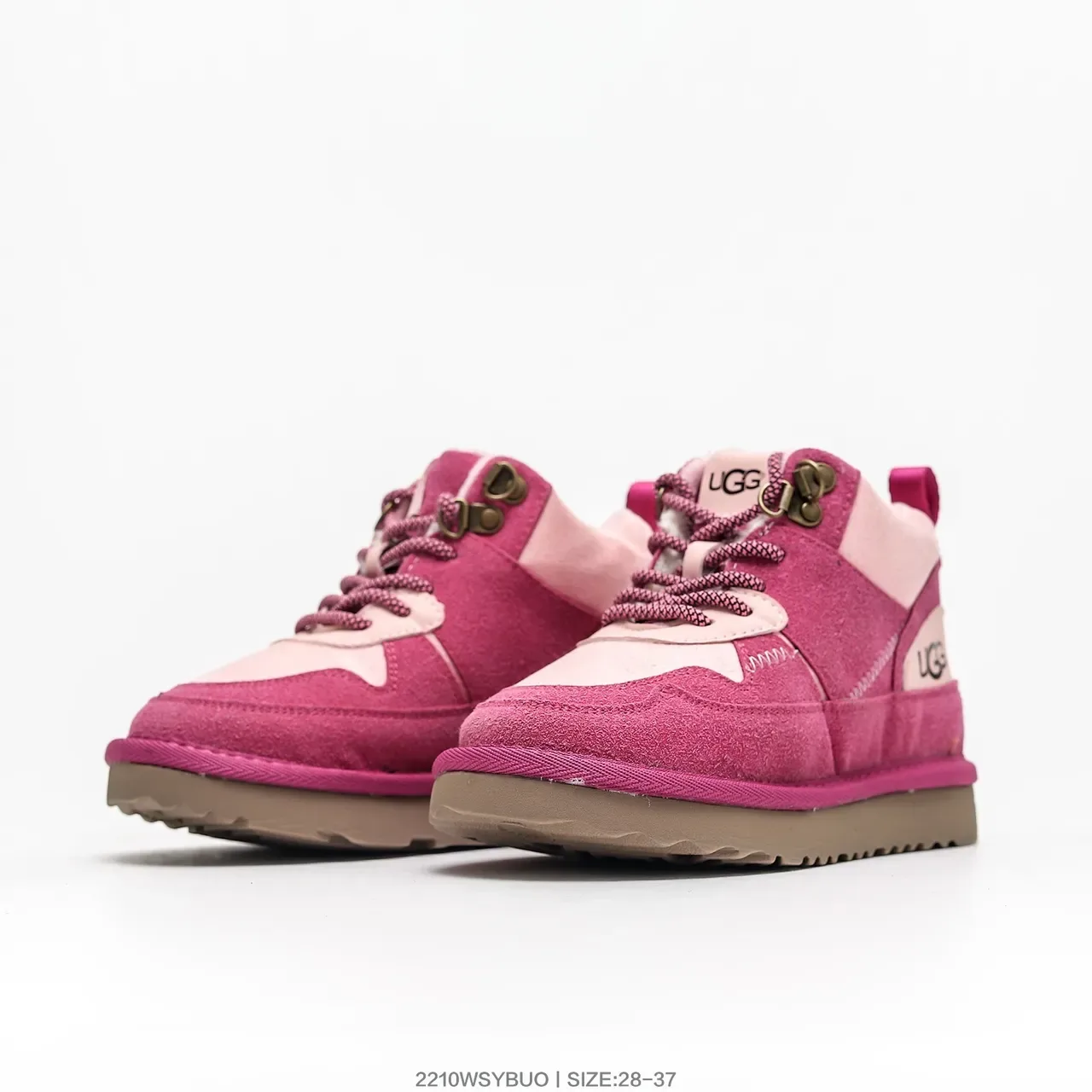 UGG Tênis Lifestyle Bege Vermelho de Cano Alto com Cadarço 8