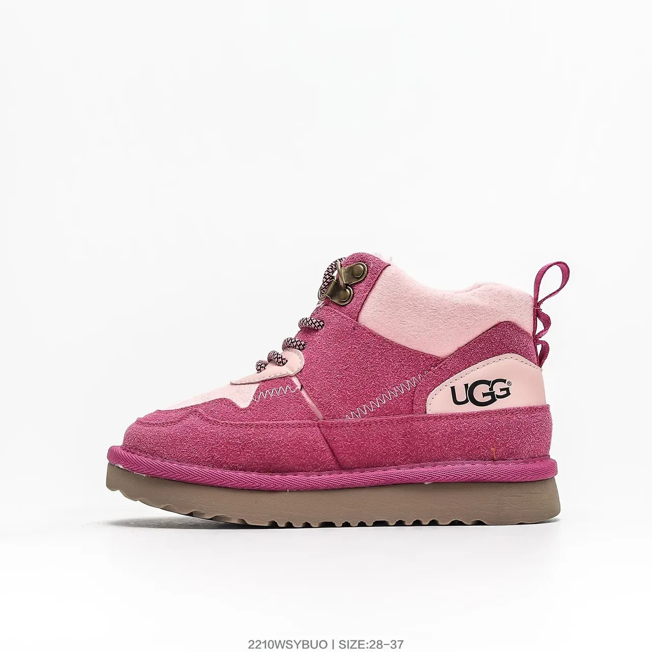 UGG Tênis Lifestyle Bege Vermelho de Cano Alto com Cadarço 10