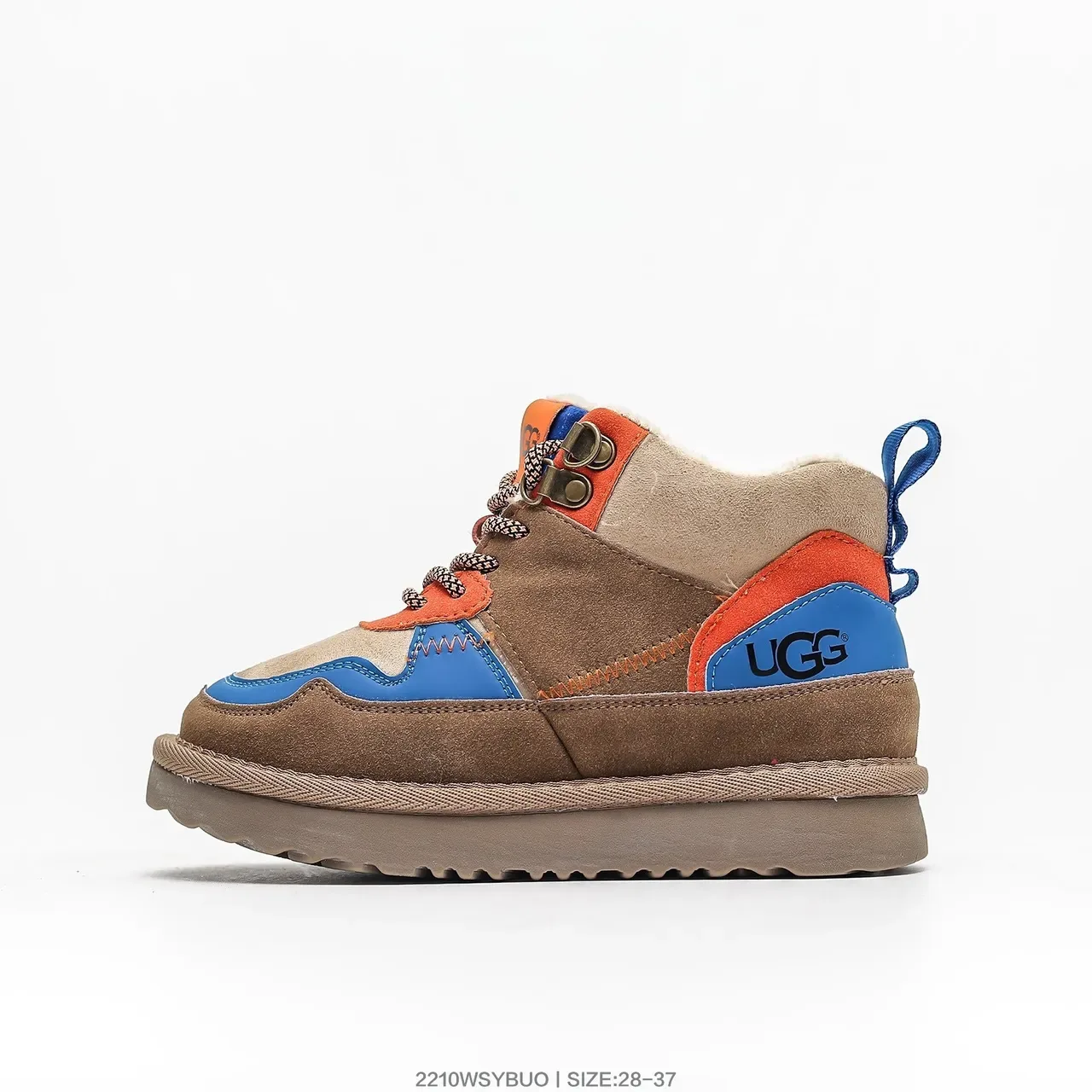 UGG Tênis Lifestyle Bege Vermelho de Cano Alto com Cadarço 15