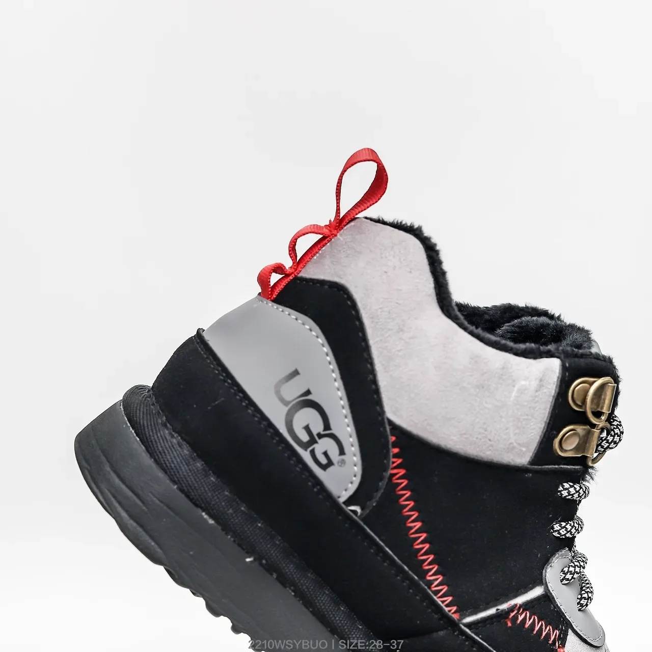 UGG Tênis Lifestyle Bege Vermelho de Cano Alto com Cadarço 22