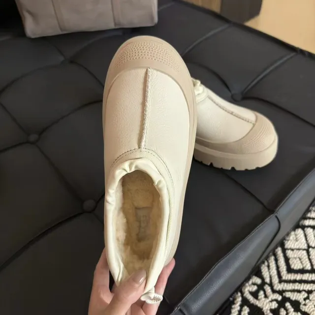 UGG Beige Bottes de Neige à Semelle de Plateforme Slip-On 3
