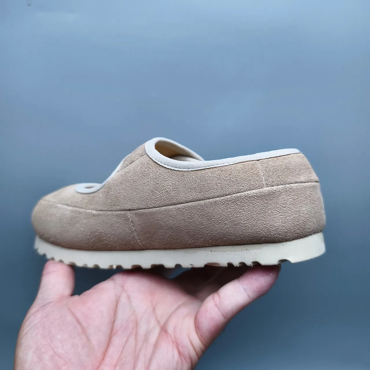 UGG Beige Suede Upper Shearling-Lined Mary Jane Shoes 4