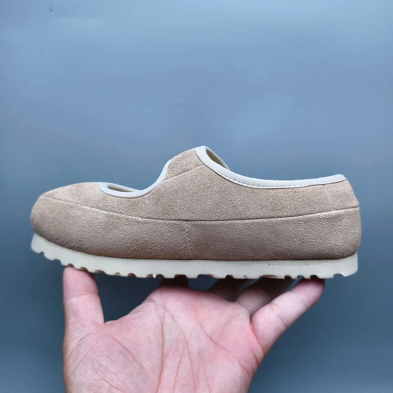 UGG Beige Suede Upper Shearling-Lined Mary Jane Shoes 7