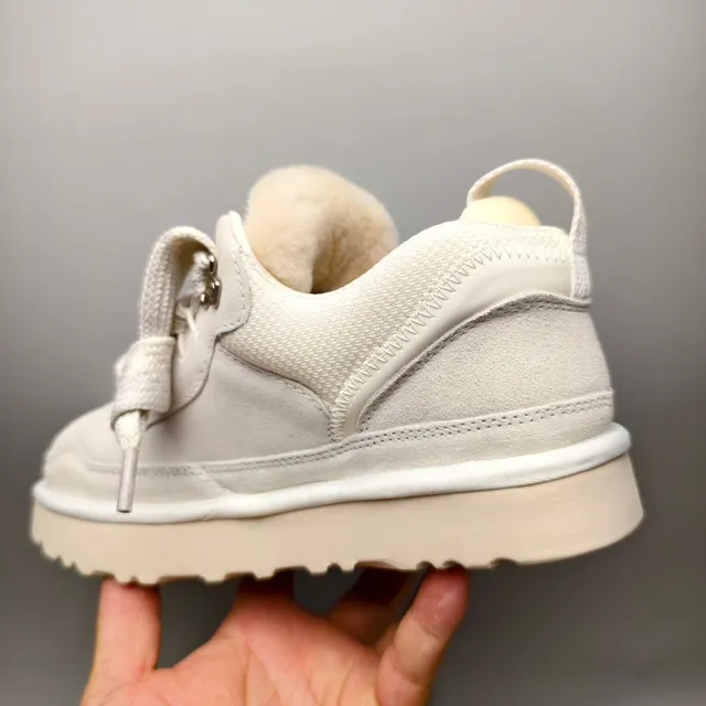 UGG Beige White Platform Sole Shearling-Lined Collar Lifestyle Sneakers 4