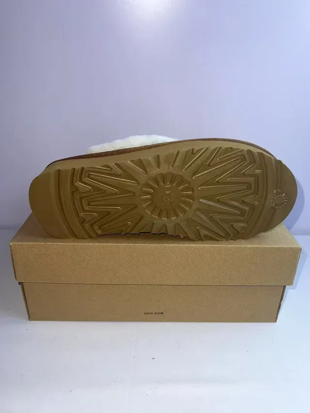 UGG Beige White Platform Sole Shearling-Lined Slippers 2