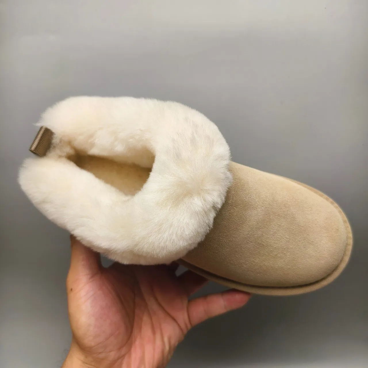 UGG Beige White Shearling-Cuffed Suede Upper Snow Boots 3