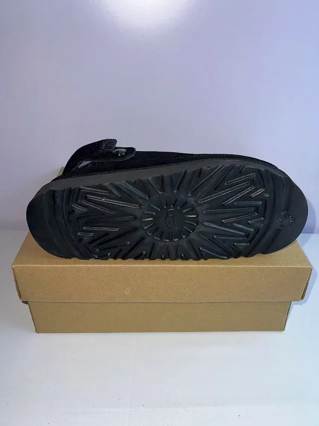 UGG Black Suede Upper Elastic Heel Strap Slippers 3