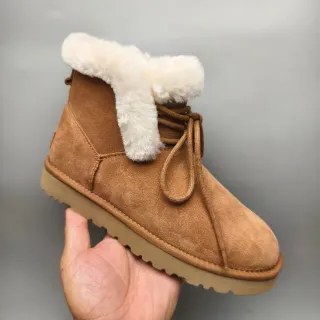 UGG Brown Beige Suede Upper Fold-Down Shearling Cuff Ankle Boots