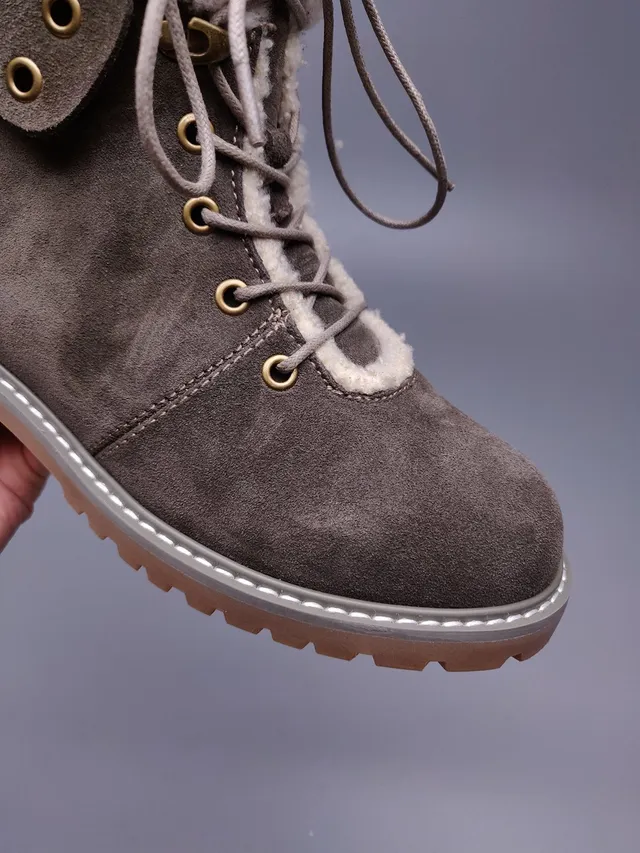 UGG Brown Beige Suede Upper Shearling-Lined Collar Ankle Boots 6