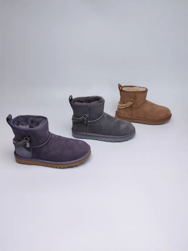 UGG Brown Beige Suede Upper Shearling-Lined Snow Boots 2
