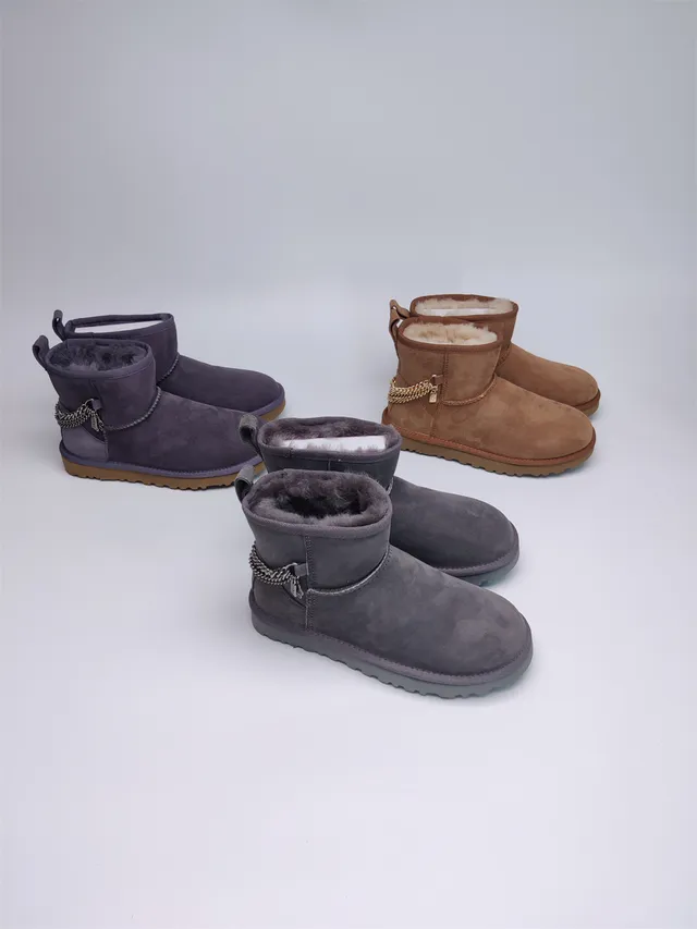 UGG Brown Beige Suede Upper Shearling-Lined Snow Boots 3