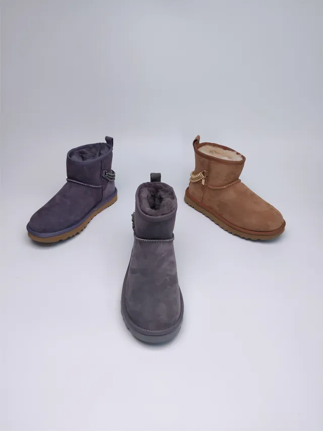 UGG Brown Beige Suede Upper Shearling-Lined Snow Boots 4