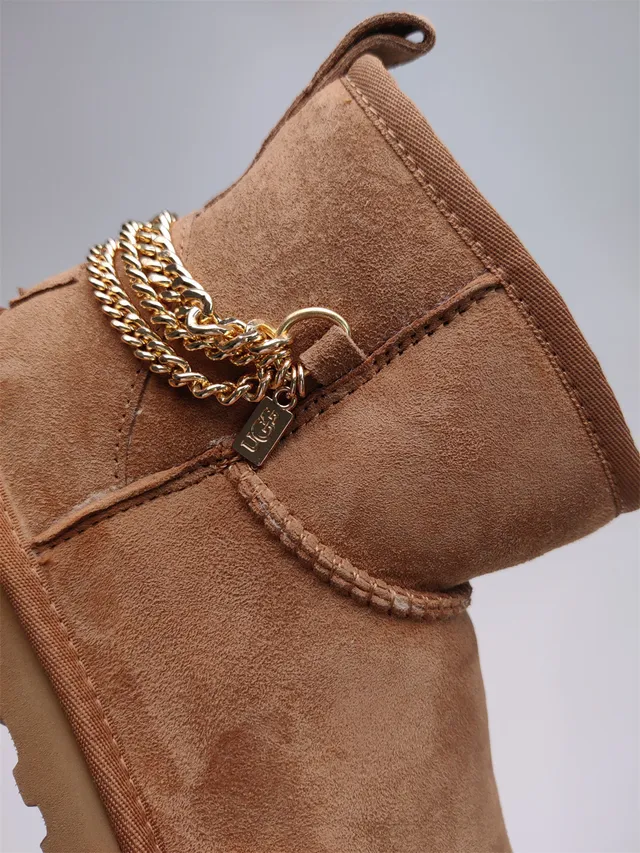 UGG Brown Beige Suede Upper Shearling-Lined Snow Boots 5
