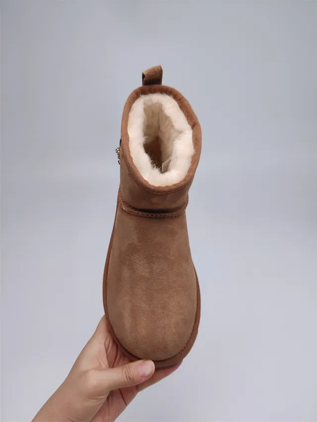 UGG Brown Beige Suede Upper Shearling-Lined Snow Boots 7