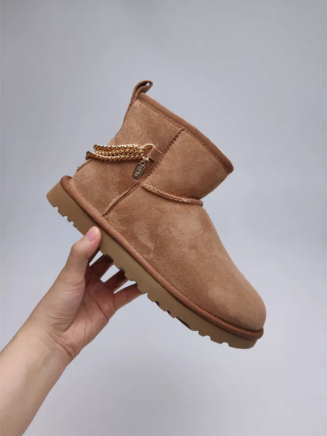 UGG Brown Beige Suede Upper Shearling-Lined Snow Boots 11