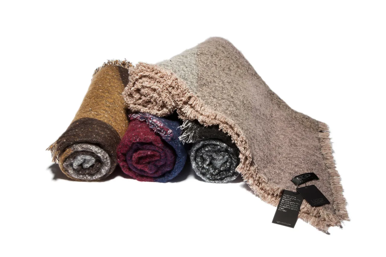 UGG Brown Beige Woven Fringed Scarve 3