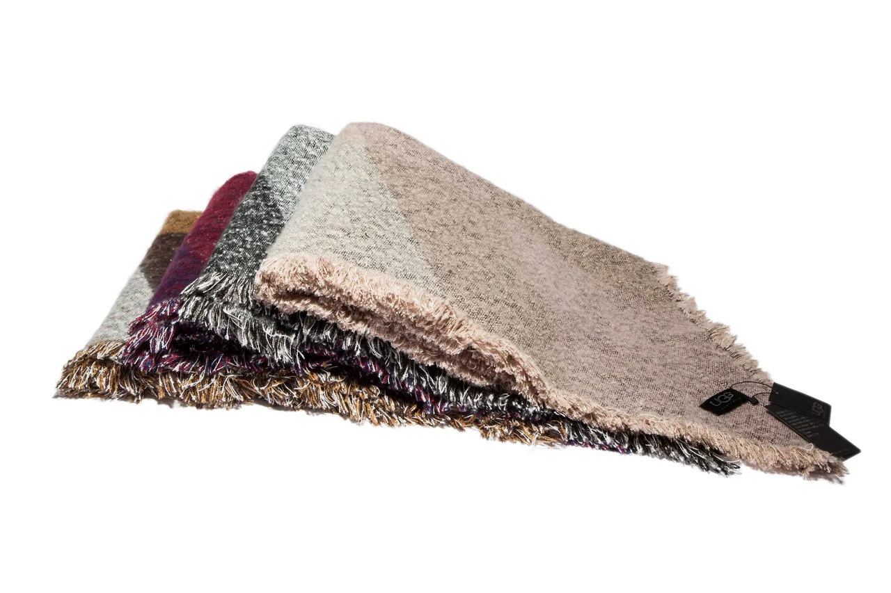 UGG Brown Beige Woven Fringed Scarve 4