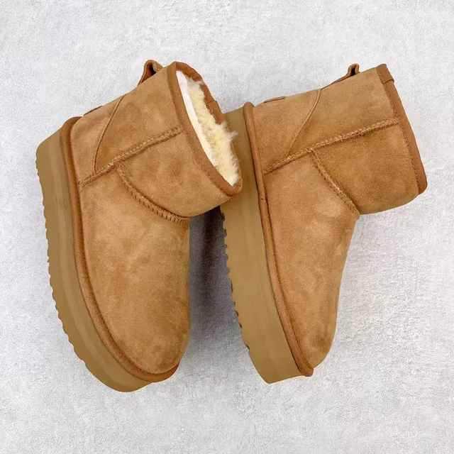 UGG Brown Platform Sole Suede Upper Snow Boots 3