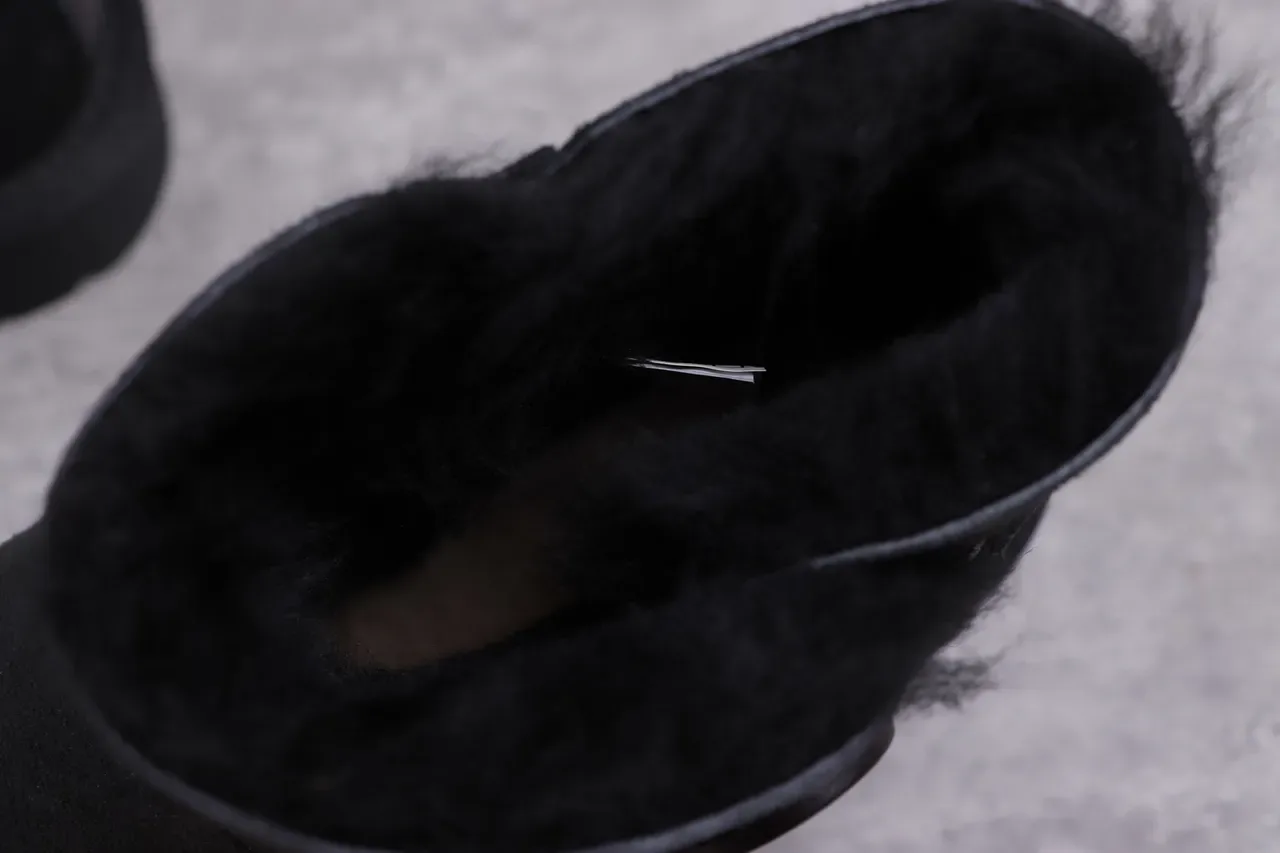 UGG Classic Mini Black Shearling-Lined Snow Boots 2