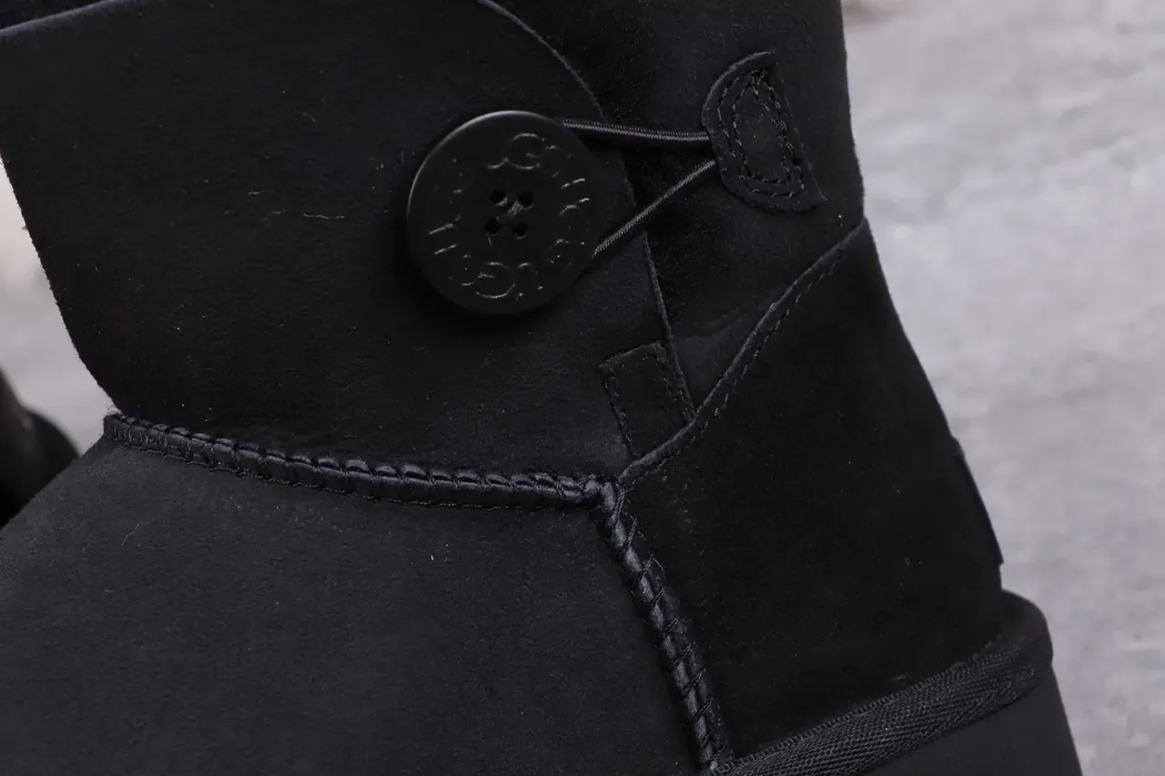 UGG Classic Mini Black Shearling-Lined Snow Boots 3