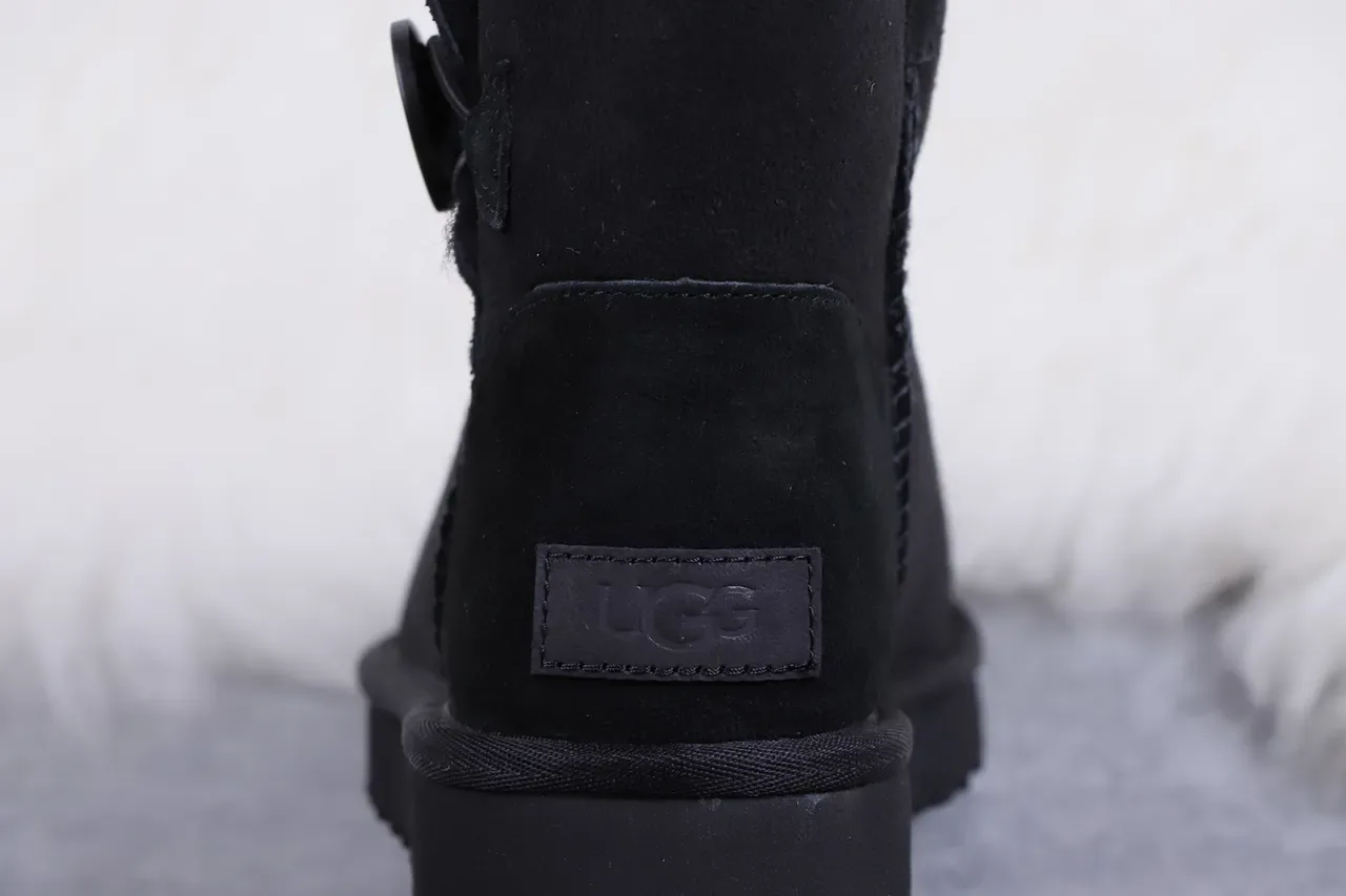UGG Classic Mini Black Shearling-Lined Snow Boots 5
