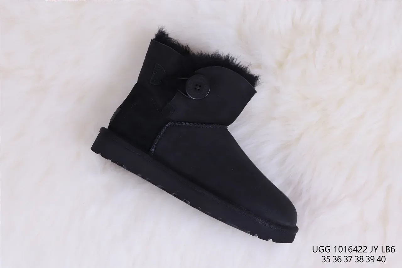 UGG Classic Mini Black Shearling-Lined Snow Boots 6