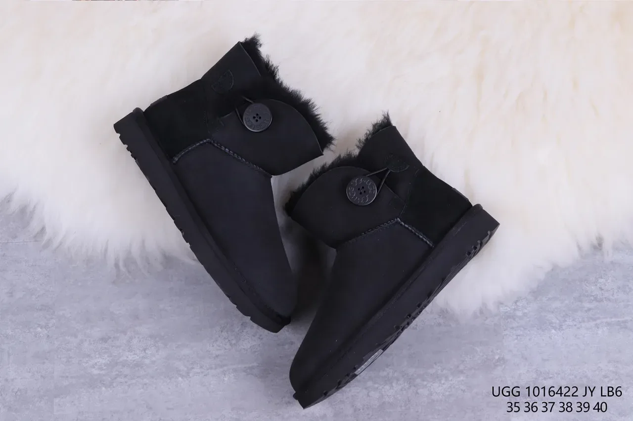 UGG Classic Mini Black Shearling-Lined Snow Boots 7